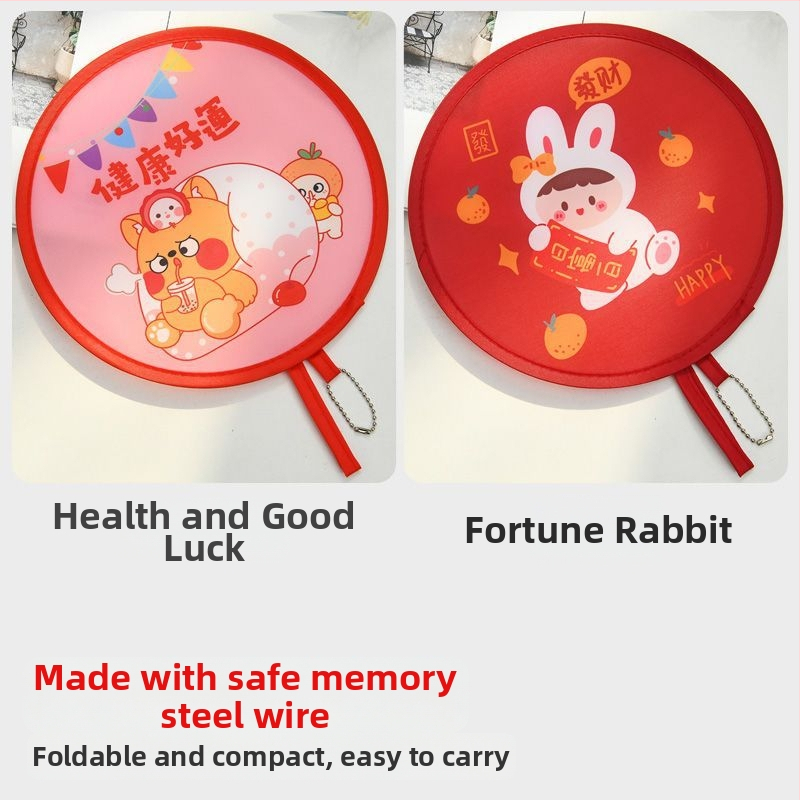 Käsitsi vändatav kaasaskantav ventilaator suveüliõpilastele, kaasaskantav multifilmide kokkupandav ventilaator, väike hundinuia ventilaator, populaarne ja armas