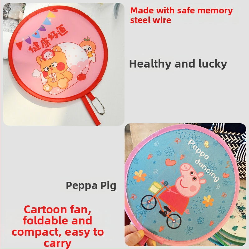 Käsitsi vändatav kaasaskantav ventilaator suveüliõpilastele, kaasaskantav multifilmide kokkupandav ventilaator, väike hundinuia ventilaator, populaarne ja armas