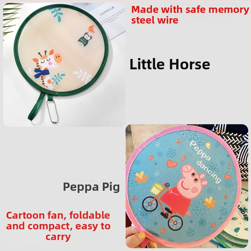 Käsitsi vändatav kaasaskantav ventilaator suveüliõpilastele, kaasaskantav multifilmide kokkupandav ventilaator, väike hundinuia ventilaator, populaarne ja armas