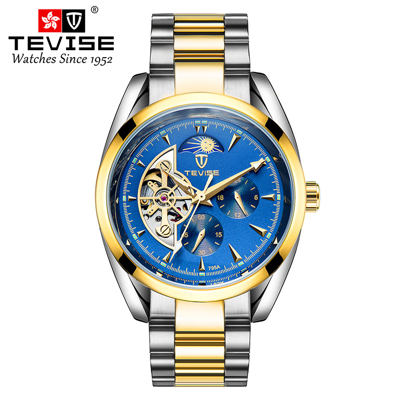 2025 Swiss TEVISE TWIS Watch Tourbillon Ceas bărbătesc impermeabil Ceas mecanic de afaceri mare Ceas bărbătesc cu bandă de oțel
