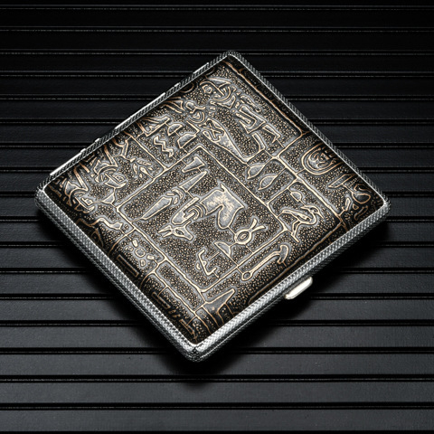 Hulgimüük nahast mustriga sigaretiümbris meestele butiik kerge 20 metallpulgaga nahast sigaretiümbris sigaretihoidja tehase otsesuitsukomplekt