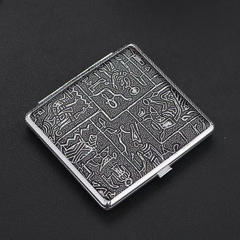 Hulgimüük nahast mustriga sigaretiümbris meestele butiik kerge 20 metallpulgaga nahast sigaretiümbris sigaretihoidja tehase otsesuitsukomplekt