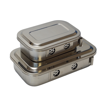 304 Πυκνωμένο κουτί απολύμανσης από ανοξείδωτο χάλυβα με καπάκι και τρύπες Επίδεσμος από βαμβάκι Τετράγωνη πλάκα χειρουργικής απολύμανσης Πλάκα χειρουργικών εργαλείων