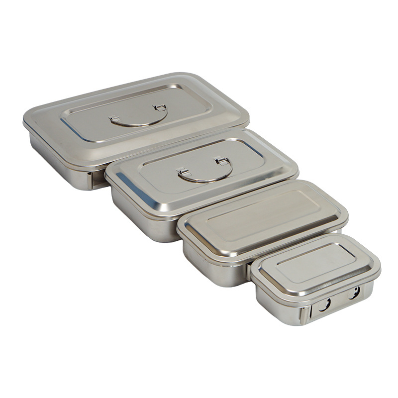 Кутия за дезинфекция от неръждаема стомана 304 с удебелен капак и отвори, памучна превръзка, хирургическа дезинфекцираща квадратна плоча, хирургическа плоча за инструменти