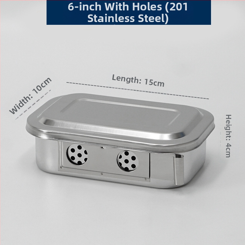 Dezinfekčná krabička z nehrdzavejúcej ocele 304 s vekom a otvormi, vatový obväz, chirurgická dezinfekcia, štvorcová doska na chirurgické nástroje