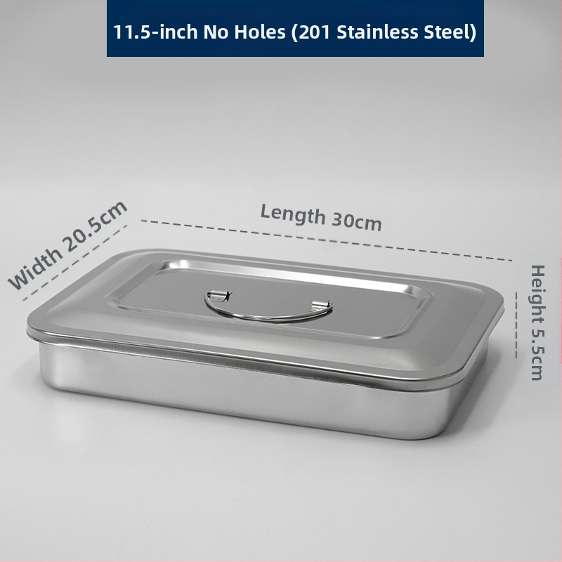 Dezinfekčná krabička z nehrdzavejúcej ocele 304 s vekom a otvormi, vatový obväz, chirurgická dezinfekcia, štvorcová doska na chirurgické nástroje