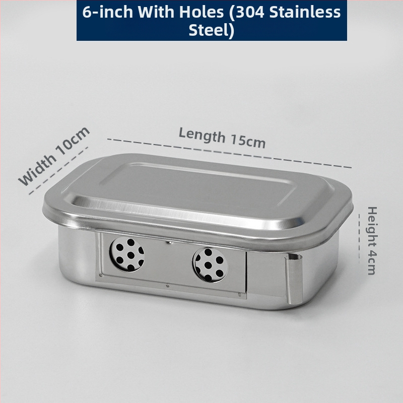 Dezinfekčná krabička z nehrdzavejúcej ocele 304 s vekom a otvormi, vatový obväz, chirurgická dezinfekcia, štvorcová doska na chirurgické nástroje