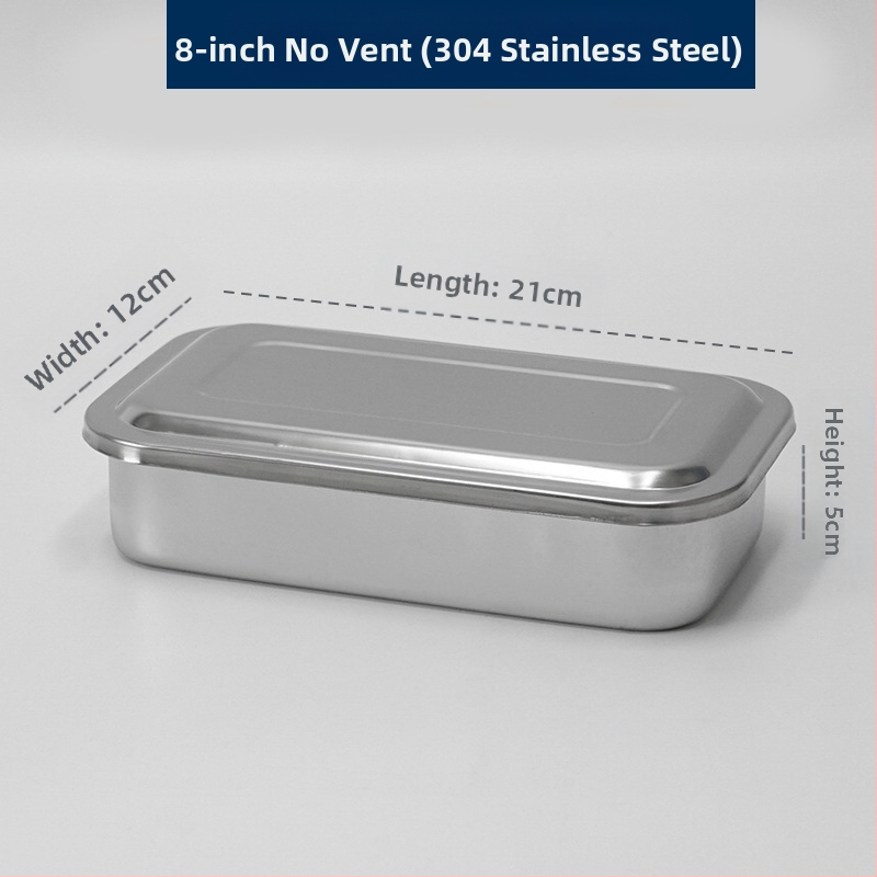 Dezinfekčná krabička z nehrdzavejúcej ocele 304 s vekom a otvormi, vatový obväz, chirurgická dezinfekcia, štvorcová doska na chirurgické nástroje