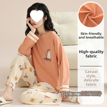 Pidžaamad Puuvillased pikkade varrukatega pulloverid Uus stiil Naiste koduriided ülikonnad pluss-suuruses kevad- ja sügispüksid Tüdrukute vabaaja armsad püksid