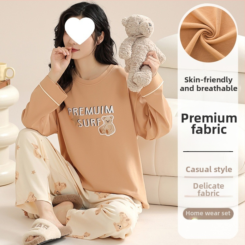 Pidžaamad Puuvillased pikkade varrukatega pulloverid Uus stiil Naiste koduriided ülikonnad pluss-suuruses kevad- ja sügispüksid Tüdrukute vabaaja armsad püksid