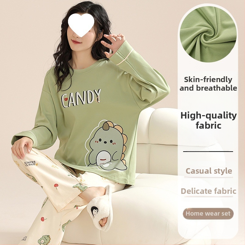 Pidžaamad Puuvillased pikkade varrukatega pulloverid Uus stiil Naiste koduriided ülikonnad pluss-suuruses kevad- ja sügispüksid Tüdrukute vabaaja armsad püksid