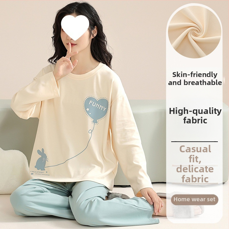 Pidžaamad Puuvillased pikkade varrukatega pulloverid Uus stiil Naiste koduriided ülikonnad pluss-suuruses kevad- ja sügispüksid Tüdrukute vabaaja armsad püksid