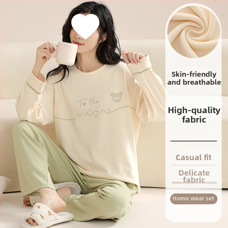 Pidžaamad Puuvillased pikkade varrukatega pulloverid Uus stiil Naiste koduriided ülikonnad pluss-suuruses kevad- ja sügispüksid Tüdrukute vabaaja armsad püksid