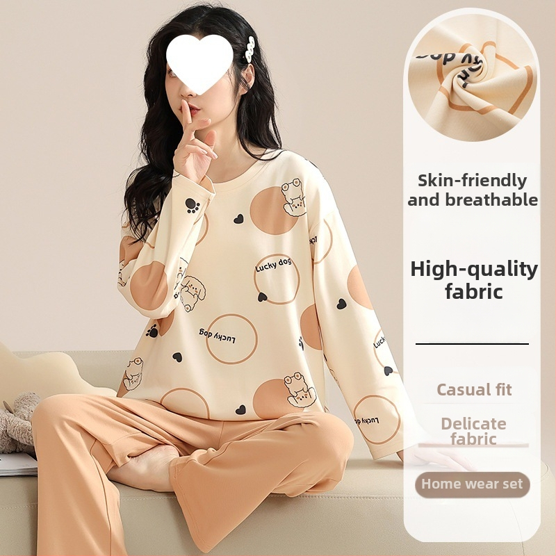 Pidžaamad Puuvillased pikkade varrukatega pulloverid Uus stiil Naiste koduriided ülikonnad pluss-suuruses kevad- ja sügispüksid Tüdrukute vabaaja armsad püksid