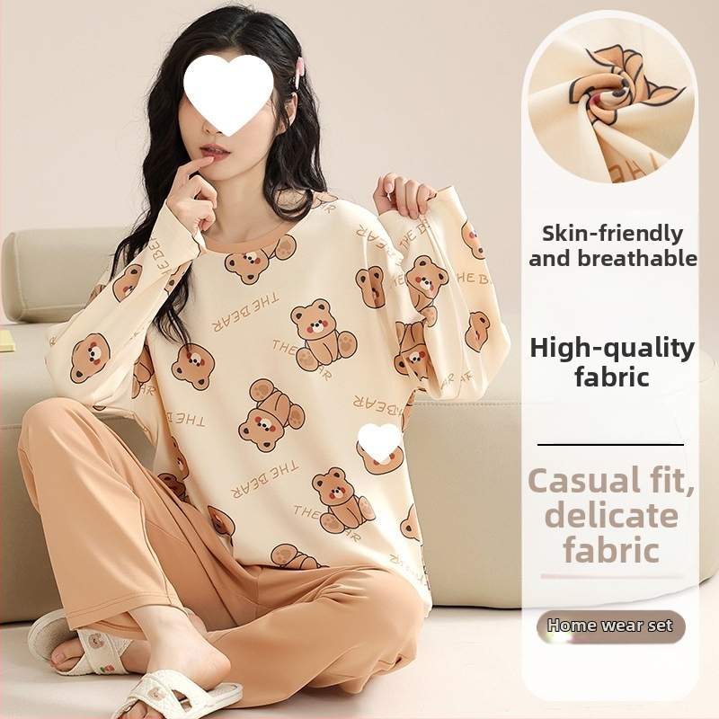 Pidžaamad Puuvillased pikkade varrukatega pulloverid Uus stiil Naiste koduriided ülikonnad pluss-suuruses kevad- ja sügispüksid Tüdrukute vabaaja armsad püksid