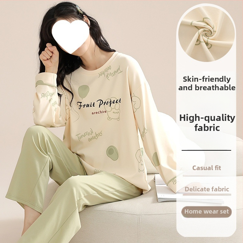 Pidžaamad Puuvillased pikkade varrukatega pulloverid Uus stiil Naiste koduriided ülikonnad pluss-suuruses kevad- ja sügispüksid Tüdrukute vabaaja armsad püksid