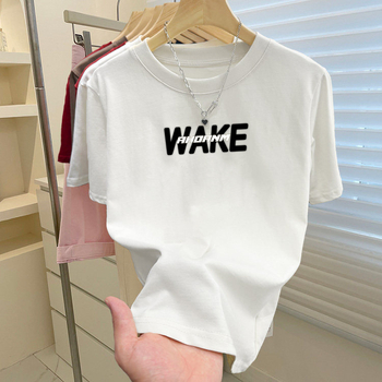 Suvine uus moodne T-särk vabaaja nišš, lühikeste varrukatega, naiste Korea stiilis keskmise pikkusega lahtine tudengitüdrukute alussärk