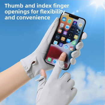 Suvised jääsiidist kindad, õhukesed lühikesed naiste õues kasutatavad jahedad hingavad päikesekaitse UV-kaitsega suvised päikesekaitsekindad