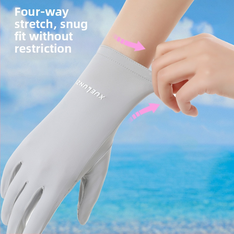 Летни ръкавици от ледена коприна, тънки къси дамски ръкавици за външна употреба, дишащи, със слънцезащита, UV защита, летни ръкавици за слънцезащита