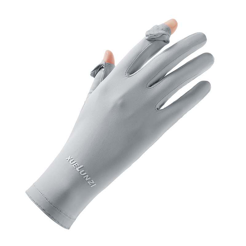 Suvised jääsiidist kindad, õhukesed lühikesed naiste õues kasutatavad jahedad hingavad päikesekaitse UV-kaitsega suvised päikesekaitsekindad