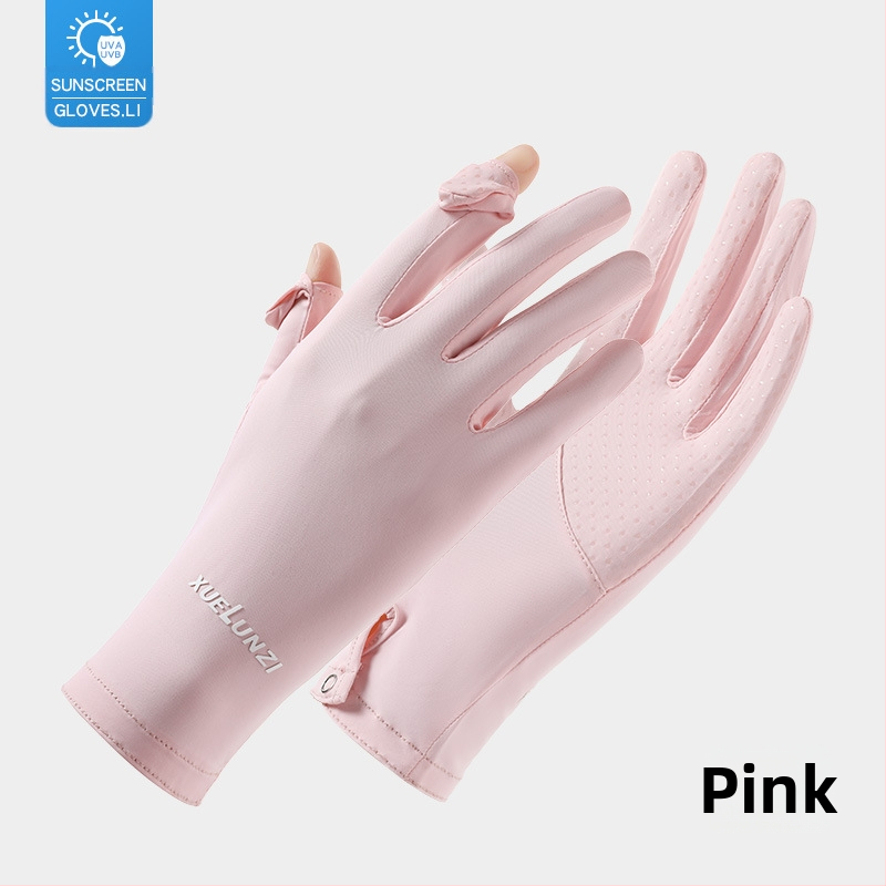 Suvised jääsiidist kindad, õhukesed lühikesed naiste õues kasutatavad jahedad hingavad päikesekaitse UV-kaitsega suvised päikesekaitsekindad