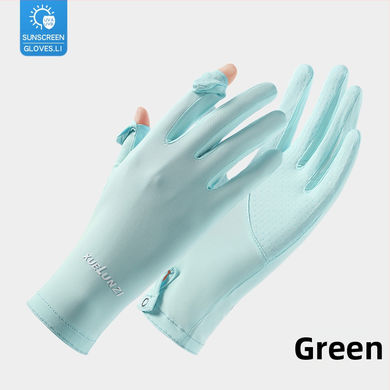 Suvised jääsiidist kindad, õhukesed lühikesed naiste õues kasutatavad jahedad hingavad päikesekaitse UV-kaitsega suvised päikesekaitsekindad