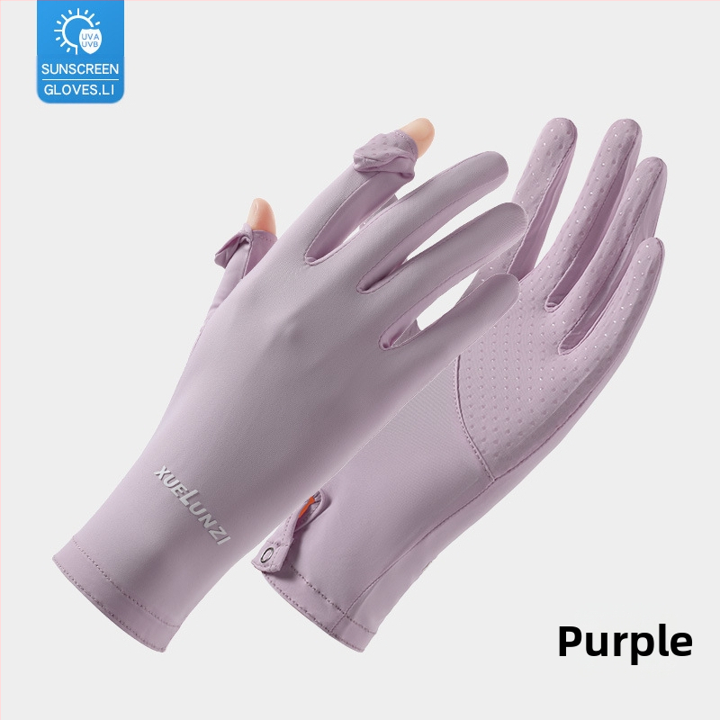 Suvised jääsiidist kindad, õhukesed lühikesed naiste õues kasutatavad jahedad hingavad päikesekaitse UV-kaitsega suvised päikesekaitsekindad