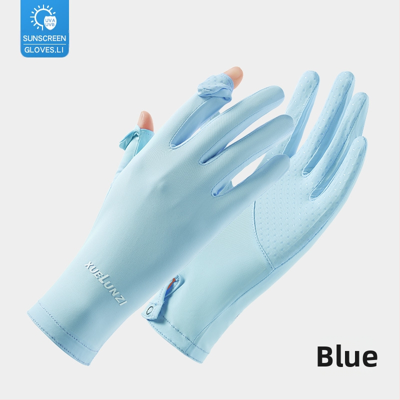 Suvised jääsiidist kindad, õhukesed lühikesed naiste õues kasutatavad jahedad hingavad päikesekaitse UV-kaitsega suvised päikesekaitsekindad