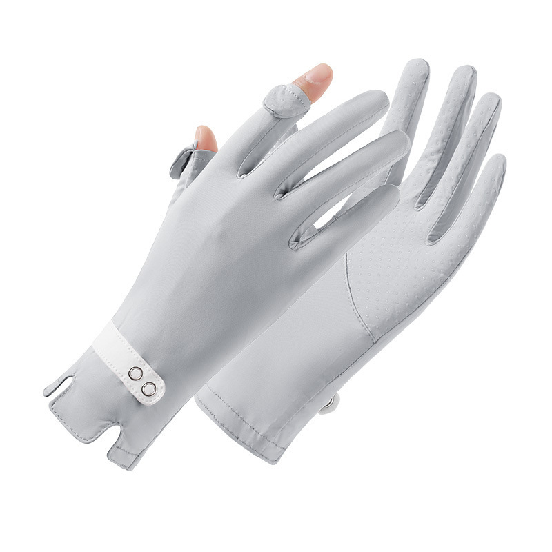 Suvised jääsiidist kindad, õhukesed lühikesed naiste õues kasutatavad jahedad hingavad päikesekaitse UV-kaitsega suvised päikesekaitsekindad