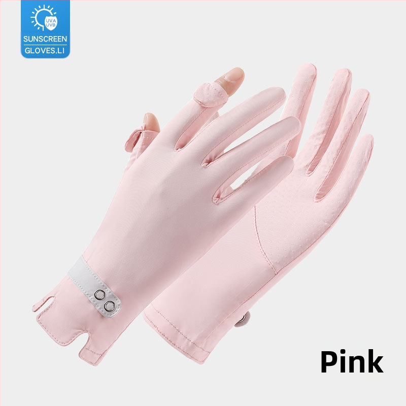 Suvised jääsiidist kindad, õhukesed lühikesed naiste õues kasutatavad jahedad hingavad päikesekaitse UV-kaitsega suvised päikesekaitsekindad