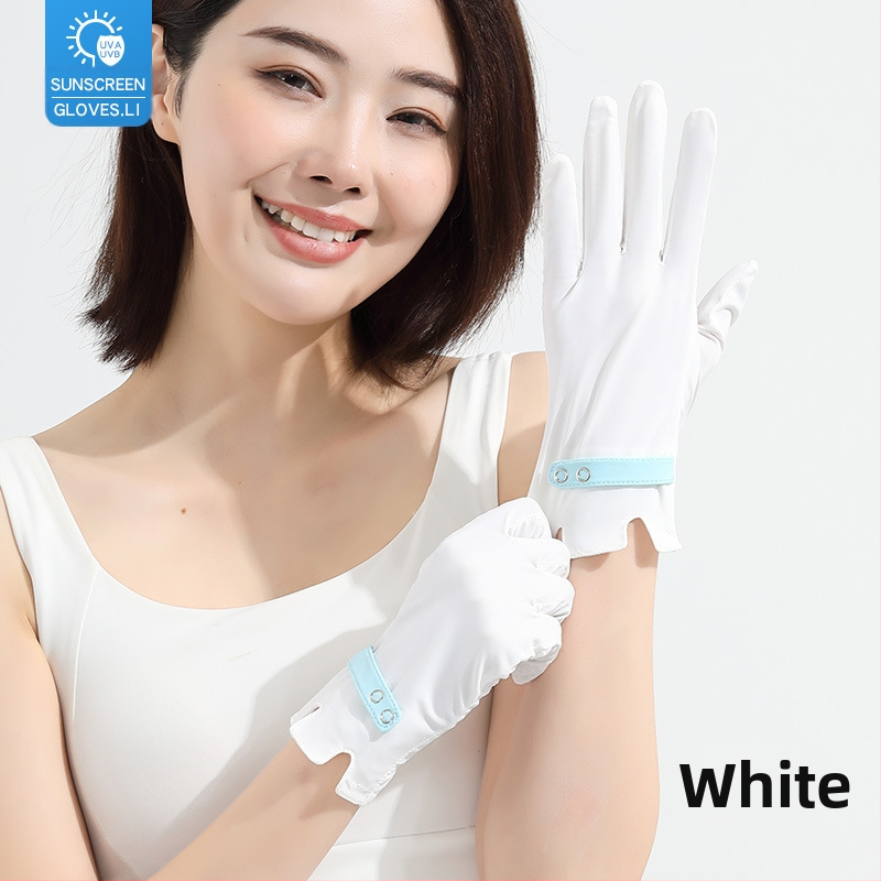 Suvised jääsiidist kindad, õhukesed lühikesed naiste õues kasutatavad jahedad hingavad päikesekaitse UV-kaitsega suvised päikesekaitsekindad