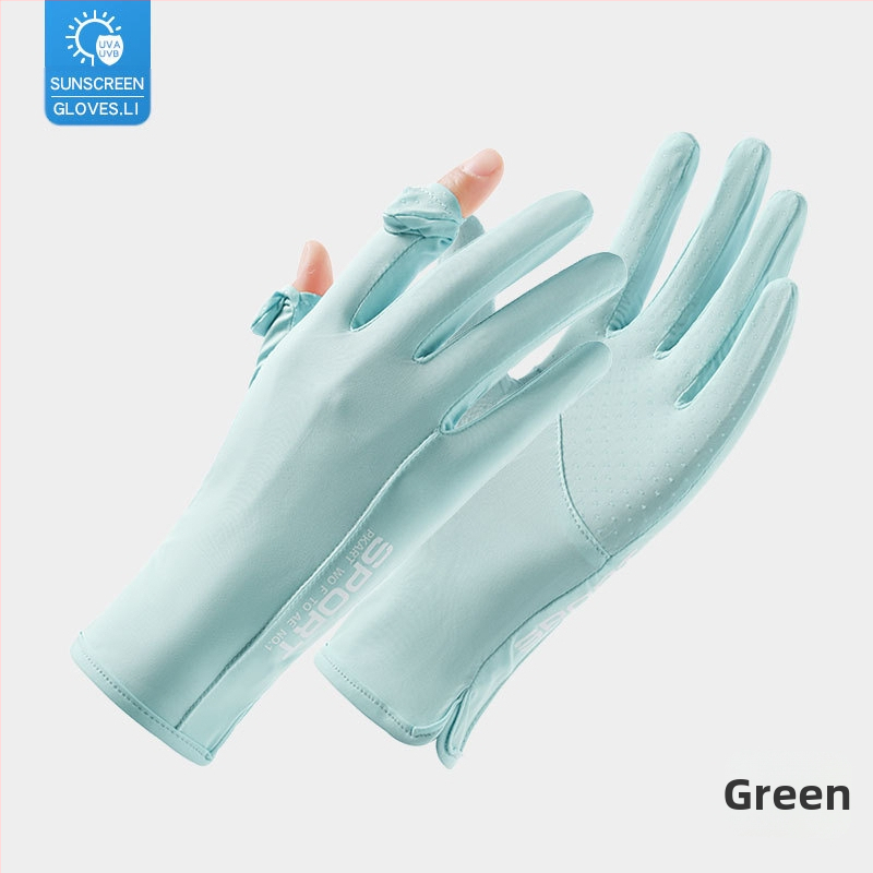 Suvised jääsiidist kindad, õhukesed lühikesed naiste õues kasutatavad jahedad hingavad päikesekaitse UV-kaitsega suvised päikesekaitsekindad