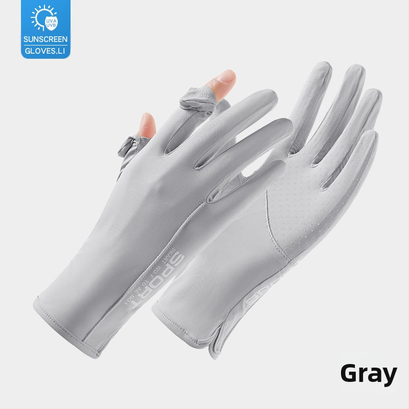 Suvised jääsiidist kindad, õhukesed lühikesed naiste õues kasutatavad jahedad hingavad päikesekaitse UV-kaitsega suvised päikesekaitsekindad