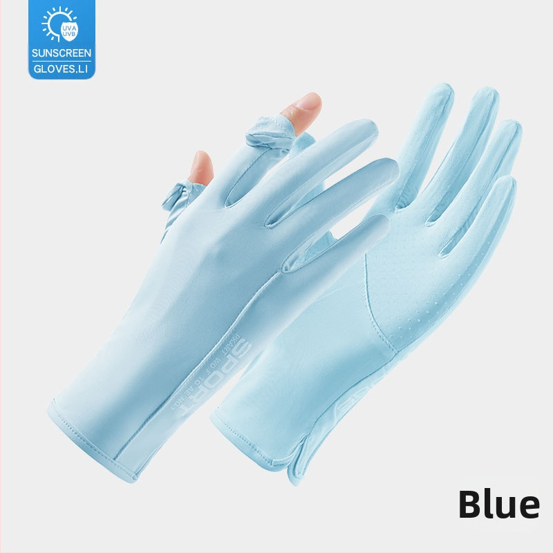 Suvised jääsiidist kindad, õhukesed lühikesed naiste õues kasutatavad jahedad hingavad päikesekaitse UV-kaitsega suvised päikesekaitsekindad