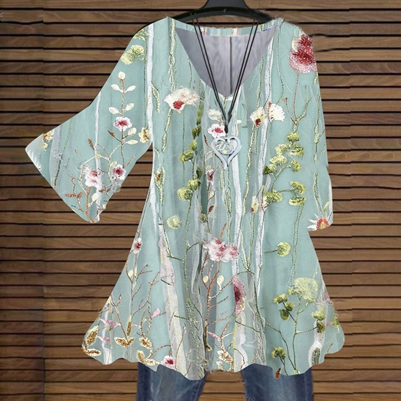 20215 Amazon Aliexpress Wish Independent Station Ebay Prekogranični višebojni cvjetni print Cool V izrez top