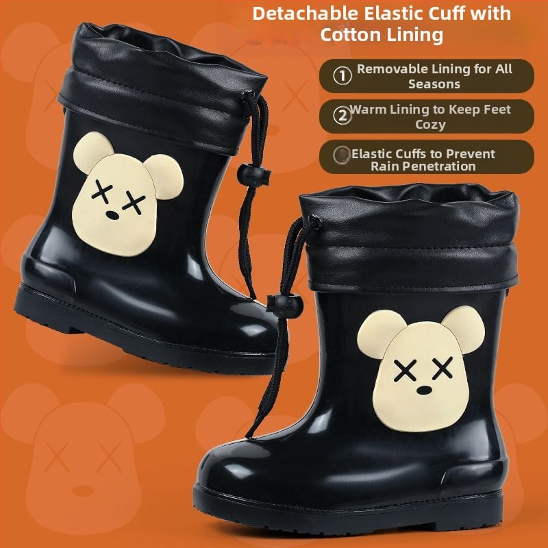 Παιδικές μπότες νερού για αγόρια και κορίτσια, παιδικά παπούτσια νερού με κινούμενα σχέδια, χαριτωμένες παιδικές μπότες νερού, αντιολισθητικά ζεστά αδιάβροχα παπούτσια φοιτητών