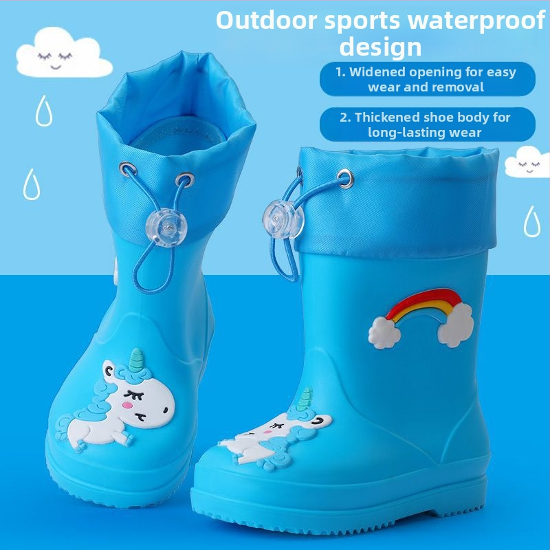 Παιδικές μπότες νερού για αγόρια και κορίτσια, παιδικά παπούτσια νερού με κινούμενα σχέδια, χαριτωμένες παιδικές μπότες νερού, αντιολισθητικά ζεστά αδιάβροχα παπούτσια φοιτητών