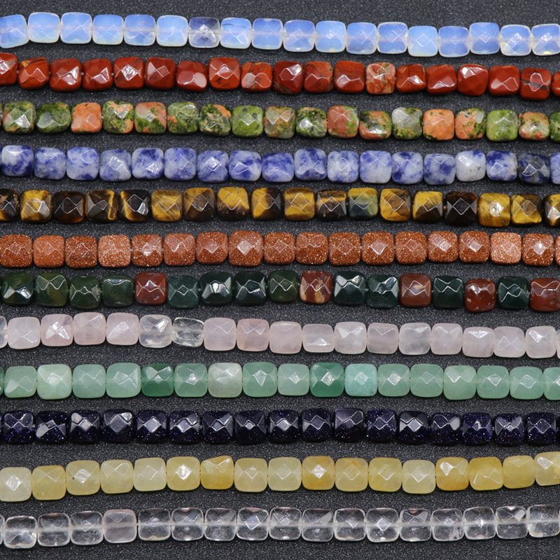 Kristall-agaat poolvääriskivist 8 mm ruudukujulised tahulised lahtised helmed isetehtud käevõru kaelakee ehete aksessuaarid materjalide hulgimüük