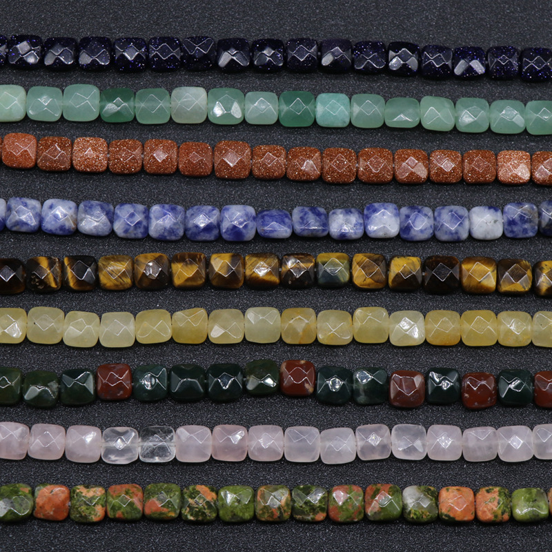 Kristall-agaat poolvääriskivist 8 mm ruudukujulised tahulised lahtised helmed isetehtud käevõru kaelakee ehete aksessuaarid materjalide hulgimüük