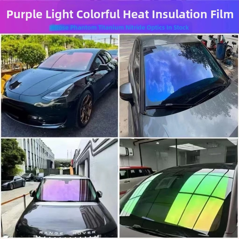 Популярно цветно слънчево фолио за предна изолация, лилаво, светло синьо, розово, призрак, фолио за автомобилни прозорци, висока изолация и висока разделителна способност