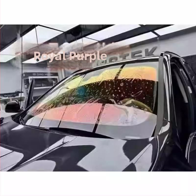 Популярно цветно слънчево фолио за предна изолация, лилаво, светло синьо, розово, призрак, фолио за автомобилни прозорци, висока изолация и висока разделителна способност