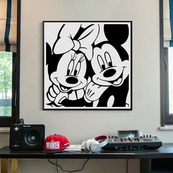 Mustvalge Miki-Tähega Dekoratiivmaaling Ins Style Magamistoa Öökülje Rippuv Maal Kodune Elutoa Seinamaaling Põhjamaade Lihtne Söögitoa Rippuv Maal