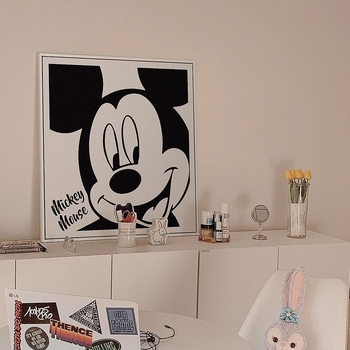 Mustvalge Miki-Tähega Dekoratiivmaaling Ins Style Magamistoa Öökülje Rippuv Maal Kodune Elutoa Seinamaaling Põhjamaade Lihtne Söögitoa Rippuv Maal