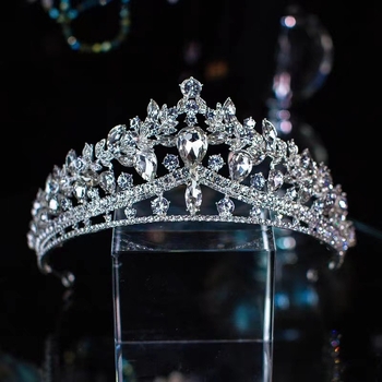 Līgavas tiara, grezna rhinestones kāzu kleita, liels kronis, Eiropas un Amerikas luksusa stils, grima un matu kronis, princeses dzimšanas diena