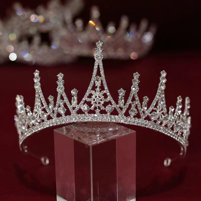 Līgavas tiara, grezna rhinestones kāzu kleita, liels kronis, Eiropas un Amerikas luksusa stils, grima un matu kronis, princeses dzimšanas diena