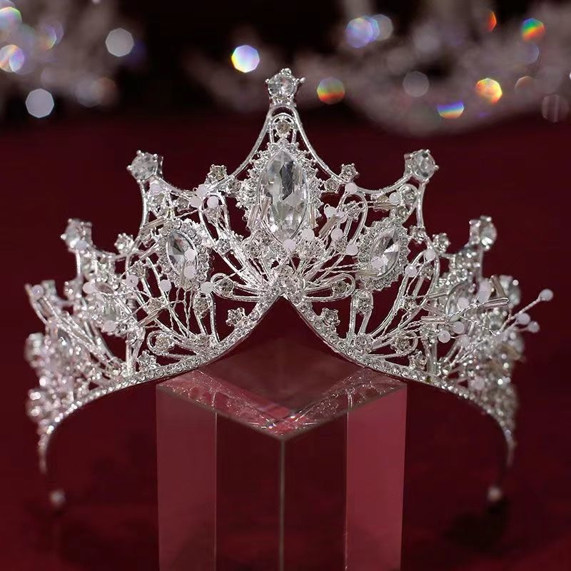 Līgavas tiara, grezna rhinestones kāzu kleita, liels kronis, Eiropas un Amerikas luksusa stils, grima un matu kronis, princeses dzimšanas diena