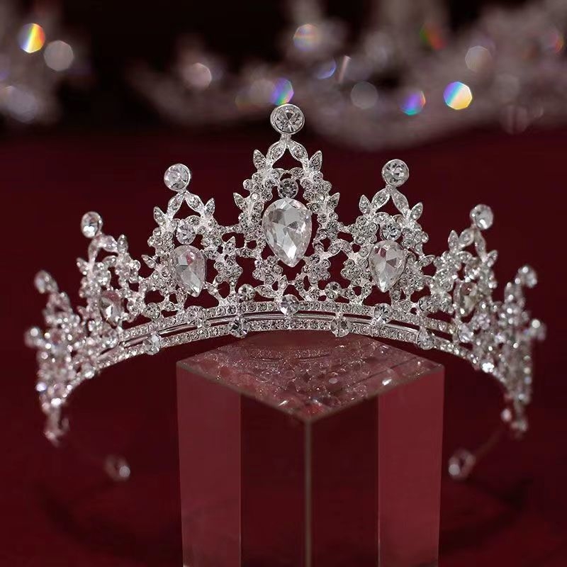 Līgavas tiara, grezna rhinestones kāzu kleita, liels kronis, Eiropas un Amerikas luksusa stils, grima un matu kronis, princeses dzimšanas diena
