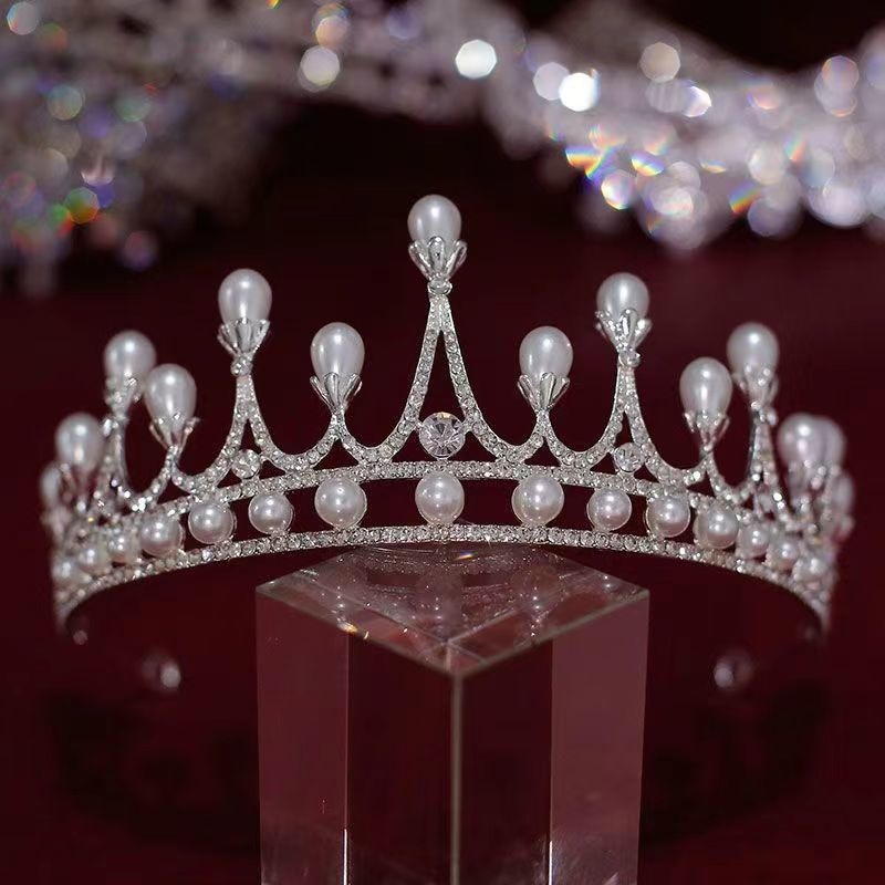 Līgavas tiara, grezna rhinestones kāzu kleita, liels kronis, Eiropas un Amerikas luksusa stils, grima un matu kronis, princeses dzimšanas diena