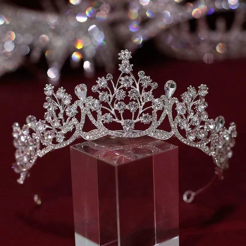 Līgavas tiara, grezna rhinestones kāzu kleita, liels kronis, Eiropas un Amerikas luksusa stils, grima un matu kronis, princeses dzimšanas diena