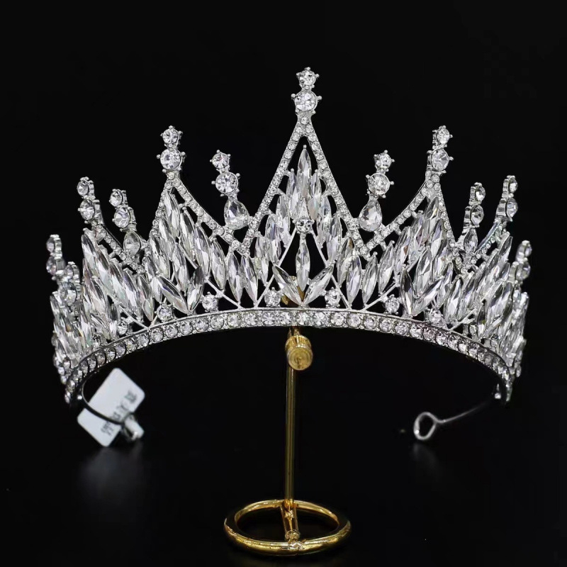 Līgavas tiara, grezna rhinestones kāzu kleita, liels kronis, Eiropas un Amerikas luksusa stils, grima un matu kronis, princeses dzimšanas diena